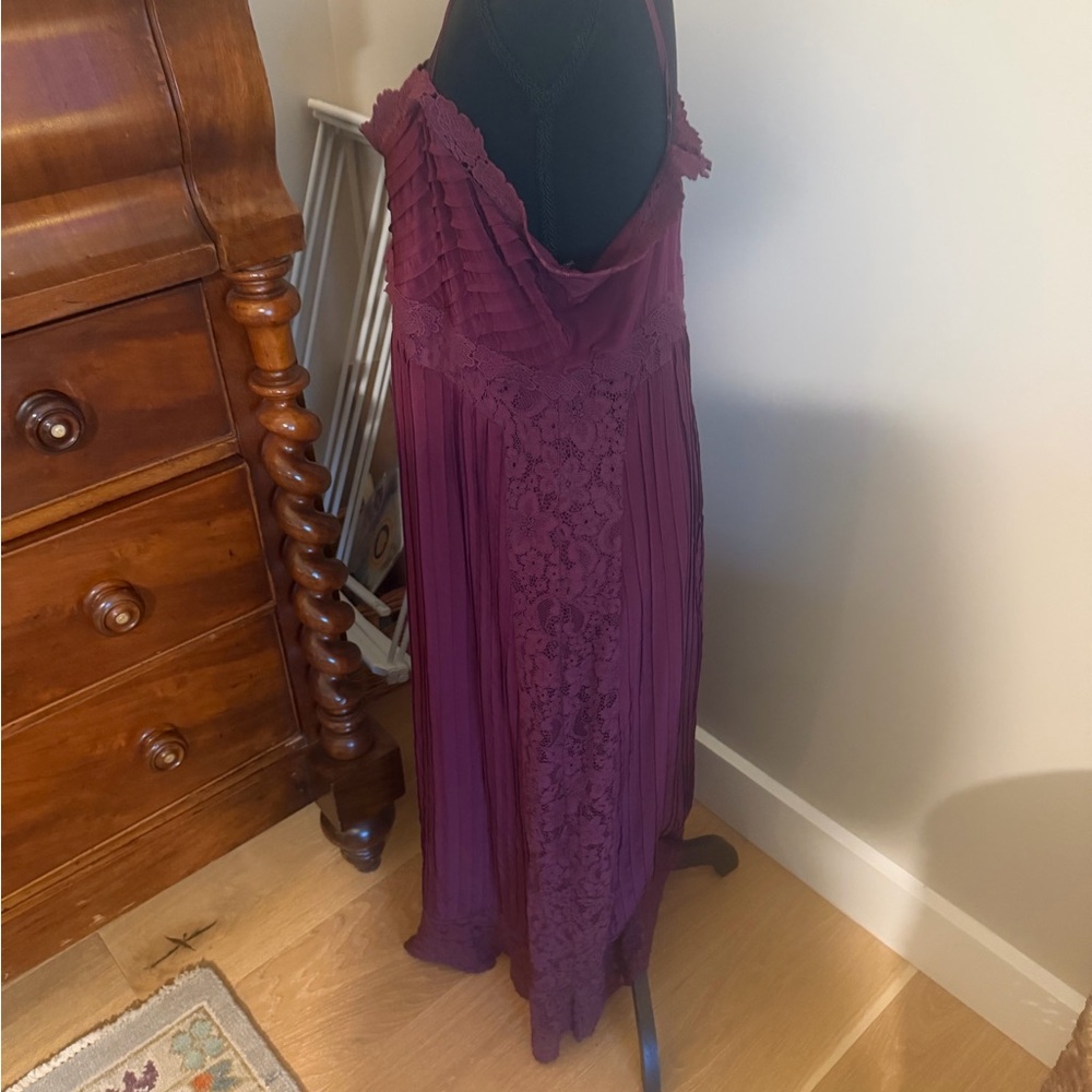 Farm-Rio Spaghetti Strap Lace-Trim Midi Dress in a dark red. - Picture 7 of 11